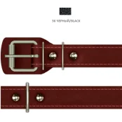 Нашийник Cristel для собак, з лакованої шкіри зеніт, прошитий, 25 мм / 38-50 см, чорний