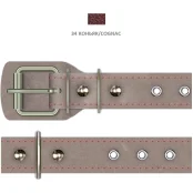 Нашийник Cristel для собак, з лакованої шкіри зеніт, прошитий, з блочками, 25 мм / 41-53 см, коньяк