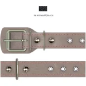 Нашийник Cristel для собак, з лакованої шкіри зеніт, прошитий, з блочками, 25 мм / 41-53 см, чорний