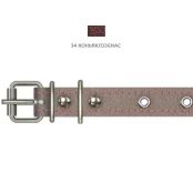 Нашийник Cristel для собак, з лакованої шкіри зеніт, прошитий, з прикрасою, 18 мм / 36-44 см, коньяк