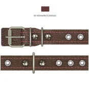 Нашийник Cristel для собак, з лакованої шкіри зеніт, прошитий, з прикрасою, 20 мм / 38-46 см, коньяк