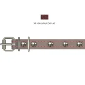 Нашийник Cristel для собак, з лакованої шкіри зеніт, прошитий, з прикрасами, 14 мм / 27-35 см, коньяк