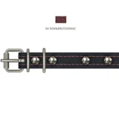 Нашийник Cristel для собак, з лакованої шкіри зеніт, прошитий, з прикрасами, 16 мм / 32-40 см, коньяк