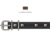 Нашийник Cristel для собак, з лакованої шкіри зеніт, прошитий, з прикрасами, 16 мм / 32-40 см, коричневий