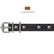 Нашийник Cristel для собак, з лакованої шкіри зеніт, прошитий, з прикрасами, 16 мм / 32-40 см, рудий