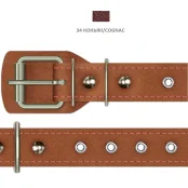 Нашийник Cristel для собак, з лакованої шкіри зеніт, з блочками, 25 мм / 41-53 см, коньяк