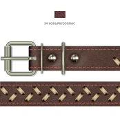 Нашийник Cristel для собак, з лакованої шкіри зеніт, з палітуркою, 25 мм / 45-57 см, коньяк