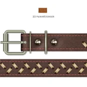 Нашийник Cristel для собак, з лакованої шкіри зеніт, з палітуркою, 25 мм / 45-57 см, рудий