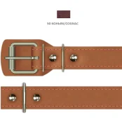 Нашийник Cristel для собак, з лакованої шкіри, прошитий, 25 мм / 55 см, коньяк