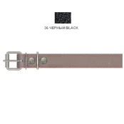 Ошейник Cristel для собак, кожа зенит, лакированный, с двойной прошивкой, 30 мм / 48-60 см, чёрный