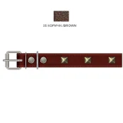 Ошейник Cristel для собак, кожа зенит, лакированный, с украшением "ромб", 30 мм / 47-59 см, коричневый