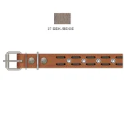 Ошейник Cristel для собак, кожа зенит, с проплетением "пунктир", 30 мм / 65 см, бежевый