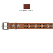 Ошейник Cristel для собак, кожа зенит, с проплетением "пунктир", 30 мм / 65 см, коньяк