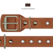 Ошейник Cristel для собак, кожаный с блочками, 25 мм / 41-53 см, коричневый