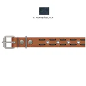 Ошейник Cristel для собак, кожаный, лакированный, с проплетением "пунктир", 30 мм / 65 см, чёрный