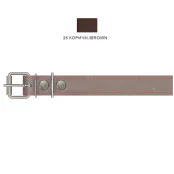 Ошейник Cristel для собак, кожаный, с двойной прошивкой, 30 мм / 48-60 см, коричневый