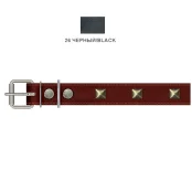 Ошейник Cristel для собак, кожаный, с украшением "ромб", 30 мм / 47-59 см, чёрный