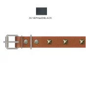 Ошейник Cristel для собак, кожаный, с украшением "ромб", 35 мм / 65 см, чёрный