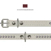 Нашийник Cristel для собак, тришаровий фурнітура з заклепками і стразами, шкіра, 15мм / 40см, коричневий