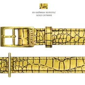 Нашийник Cristel для собак, тришаровий, принт "кайман", з фурнітурою "золото", замша, 20 мм, золото