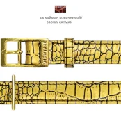 Нашийник Cristel для собак, тришаровий, принт "кайман", з фурнітурою "золото", замша, 20 мм, коричневий