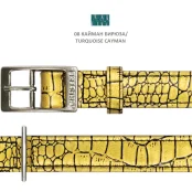 Нашийник Cristel для собак, тришаровий, принт "кайман", з фурнітурою "нікель", шкіра, 20 мм, бірюзовий