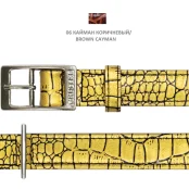 Нашийник Cristel для собак, тришаровий, принт "кайман", з фурнітурою "нікель", шкіра, 20 мм, коричневий