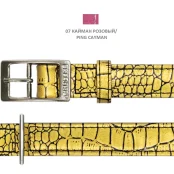 Нашийник Cristel для собак, тришаровий, принт "кайман", з фурнітурою "нікель", шкіра, 20 мм, рожевий