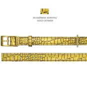 Нашийник Cristel для собак, тришаровий, з фурнітурою "золото", принт "кайман", замша, 15мм / 40см, золото