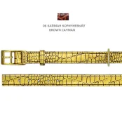 Нашийник Cristel для собак, тришаровий, з фурнітурою "золото", принт "кайман", замша, 15мм / 40см, коричневий