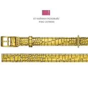 Нашийник Cristel для собак, тришаровий, з фурнітурою "золото", принт "кайман", замша, 15мм / 40см, рожевий