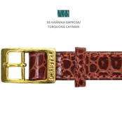 Нашийник Cristel для собак, тришаровий, з фурнітурою "золото", принт "кайман", замша, 25 мм, бірюзовий