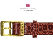 Нашийник Cristel для собак, тришаровий, з фурнітурою "золото", принт "кайман", замша, 25 мм, рожевий