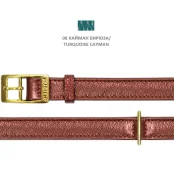 Нашийник Cristel для собак, тришаровий, з фурнітурою "золото", принт "кайман", шкіра, 15мм / 40см, бірюзовий