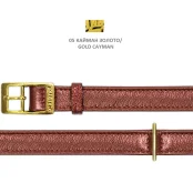 Нашийник Cristel для собак, тришаровий, з фурнітурою "золото", принт "кайман", шкіра, 15мм / 40см, золото