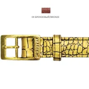 Нашийник Cristel для собак, тришаровий, з фурнітурою "золото", принт "кайман", шкіра, 25 мм, бронза