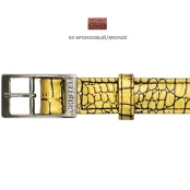 Нашийник Cristel для собак, тришаровий, з фурнітурою "нікель", принт "кайман", замша, 25 мм, бронза