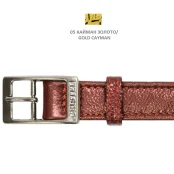 Нашийник Cristel для собак, тришаровий, з фурнітурою "нікель", принт "кайман", шкіра, 25 мм, золото