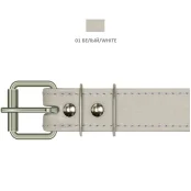 Нашийник Cristel для собак, тришаровий, з фурнітурою і заклепками, шкіра, 25 мм, білий