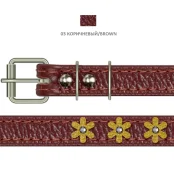 Нашийник Cristel для собак, тришаровий, з фурнітурою і стразами, шкіра, 20мм / 46см, коричневий