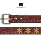 Нашийник Cristel для собак, тришаровий, з фурнітурою і стразами, шкіра, 20мм / 46см, чорний