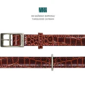 Нашийник Cristel для собак, тришаровий, фурнітура "нікель", принт "кайман", замша, 15мм / 40см, бірюза