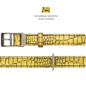 Нашийник Cristel для собак, тришаровий, фурнітура "нікель", принт "кайман", замша, 15мм / 40см, золото