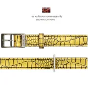 Нашийник Cristel для собак, тришаровий, фурнітура "нікель", принт "кайман", замша, 15мм / 40см, коричневий