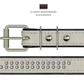Нашийник Cristel для собак, чотиришаровий, з фурнітурою, стразами і заклепками, шкіра, 25 мм, чорно-коричневий