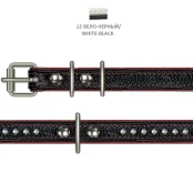 Нашийник Cristel для собак, чотиришаровий, зі стразами, шкіра, 15мм / 40см, біло-чорний