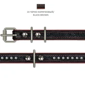 Нашийник Cristel для собак, чотиришаровий, зі стразами, шкіра, 15мм / 40см, чорно-коричневий