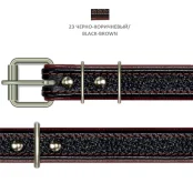 Нашийник Cristel для собак, чотиришаровий, фурнітура з заклепками, шкіра, 20мм / 46см, чорно-коричневий