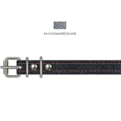 Нашийник Cristel Lux для собак, з лакованої перламутрової шкіри зеніт, прошитий, 14 мм / 27-35 см, сталевий