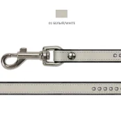 Повідець Cristel тришаровий, з фурнітурою, стразами і заклепками, шкіра, 12 мм, білий